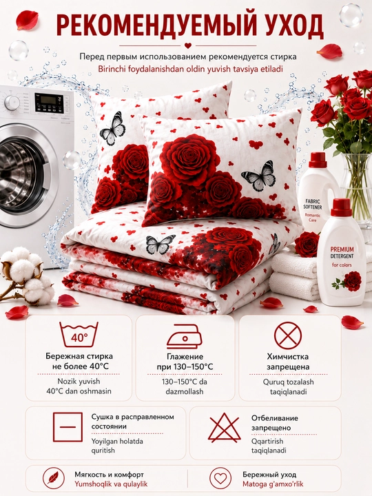 Комплект постельного белья, двуспальный, размер 220×220 см, наволочки 50×70 см