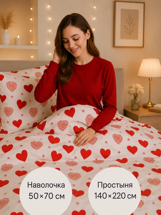 Комплект постельного белья, двуспальный, размер 220×220 см, наволочки 50×70 см
