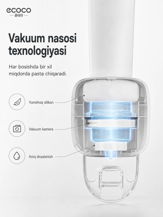 Devorga o'rnatiladigan avtomatik tish pastasi dispenseri, mixsiz