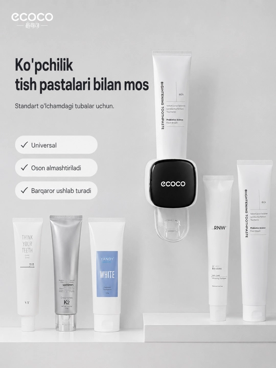 Devorga o'rnatiladigan avtomatik tish pastasi dispenseri, mixsiz