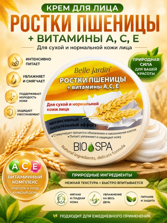 Bug‘doy kurtaklari qo‘shilgan yuz kremi + A, C, E vitaminlari - 