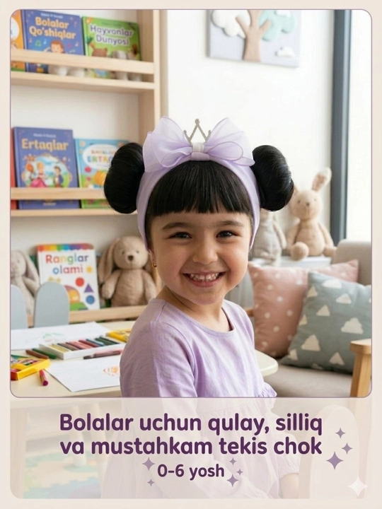 1 yoshdan 6 yoshgacha bo‘lgan qizlar uchun pariklar, aksessuarlar, bosh bog‘ichlari - 
