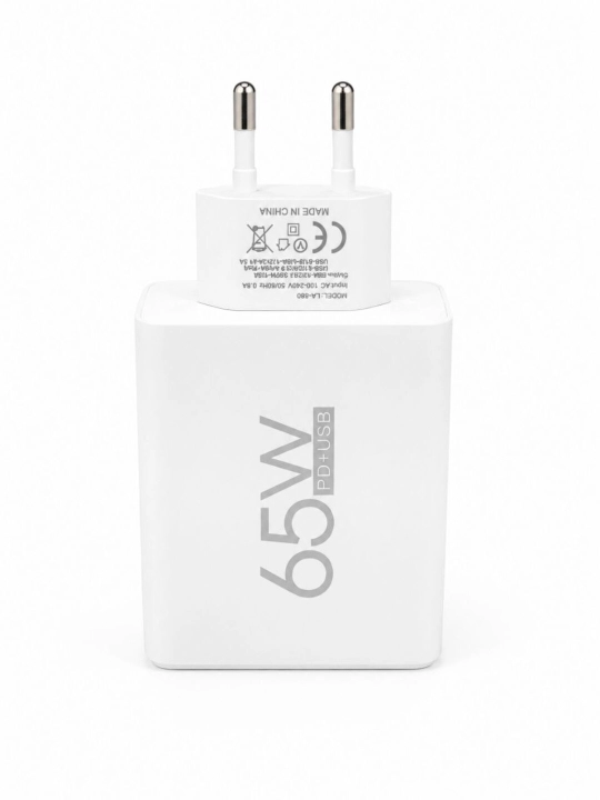 65W PD va QC3.0 tezkor zaryadlovchi adapter, 5 portli USB va USB-C quvvat adapteri