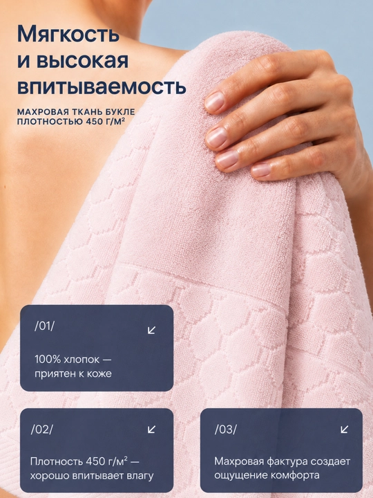 Tukli sochiqlar to‘plami, 100% paxta, 500 g/m2, 50 × 90 va 70 × 140 sm