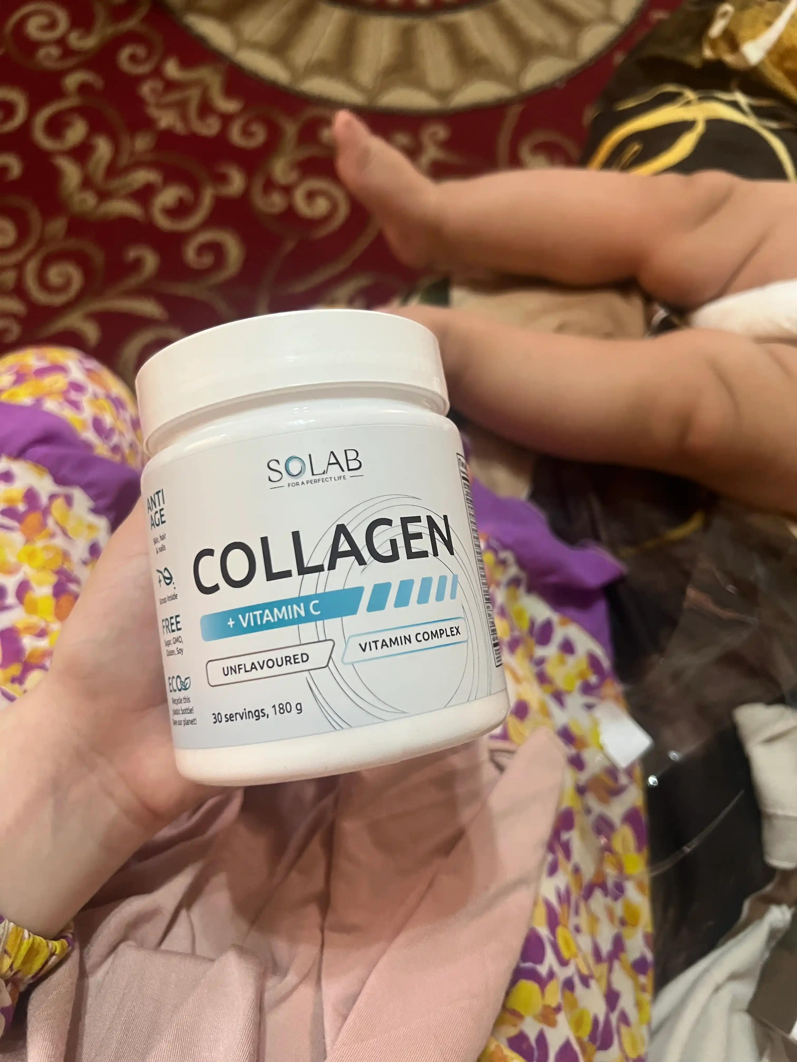 Kollagen + vitamin C, SOLAB, Neytral ta’mi, 180 g, 30 porsiya