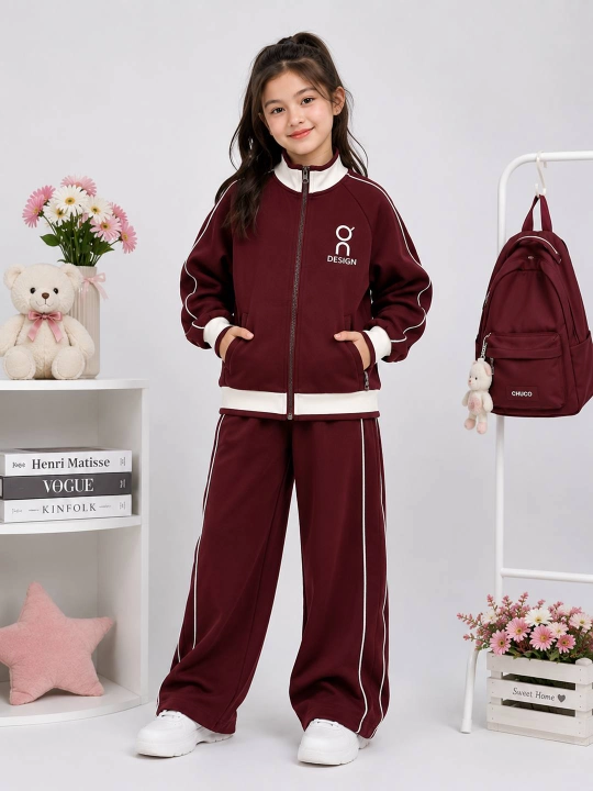 Спортивный костюм для девочек, 9-13 лет, спортивка, костюм на молнии, повседневный