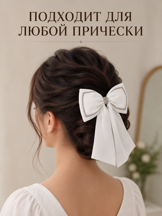 Бант, заколки, заколка для волос, белый бант для школы