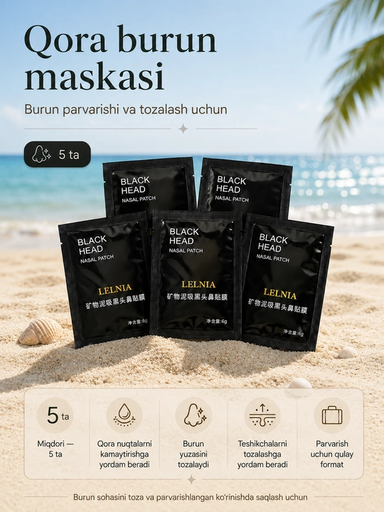 Qora burun maskasi 5 dona, BIOAQUA yuz va avokado oyoq niqoblari to‘plami