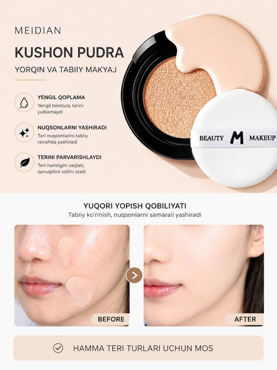 Kushon tonal krem yuz uchun namlantiruvchi 3 tasi 1 da