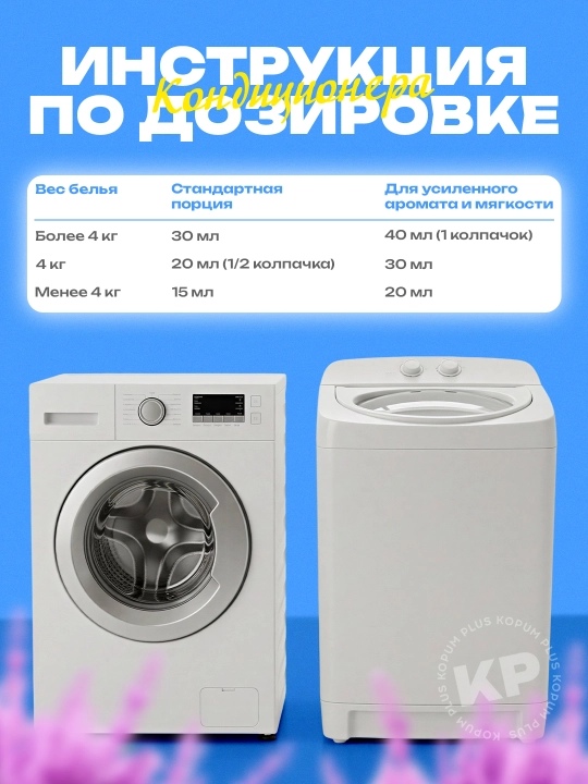 Kir yuvish uchun konditsioner Morni Flora, Kopum Plus