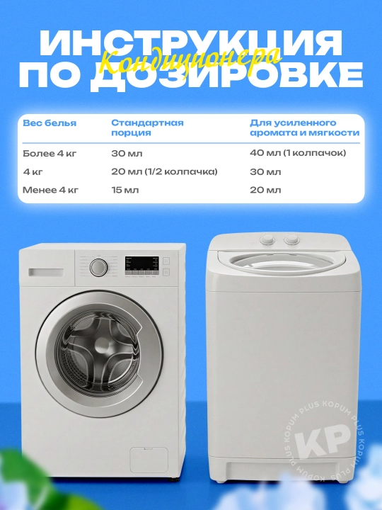 Kir yuvish uchun konditsioner Morni Flora, Kopum Plus