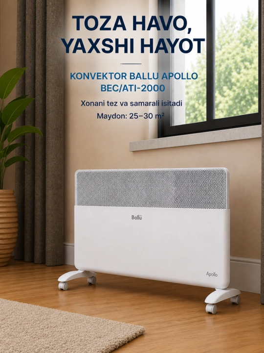 Electrolux ECH/T-2000 M konvektor isitgichi, 25–30 m² uchun