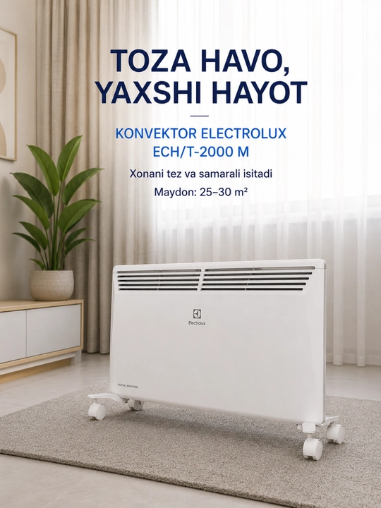 Electrolux ECH/T-2000 M konvektor isitgichi, 25–30 m² uchun