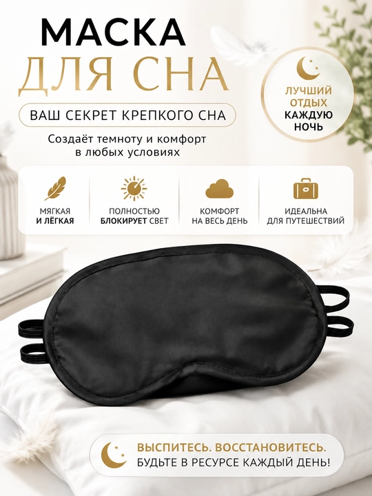 Маска для сна 3D, повязка на глазa для отдыха беруши в подарок - 