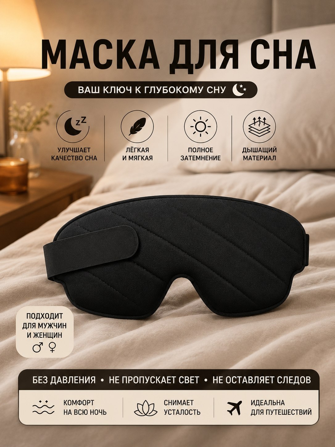 Маска для сна 3D, повязка на глазa для отдыха беруши в подарок