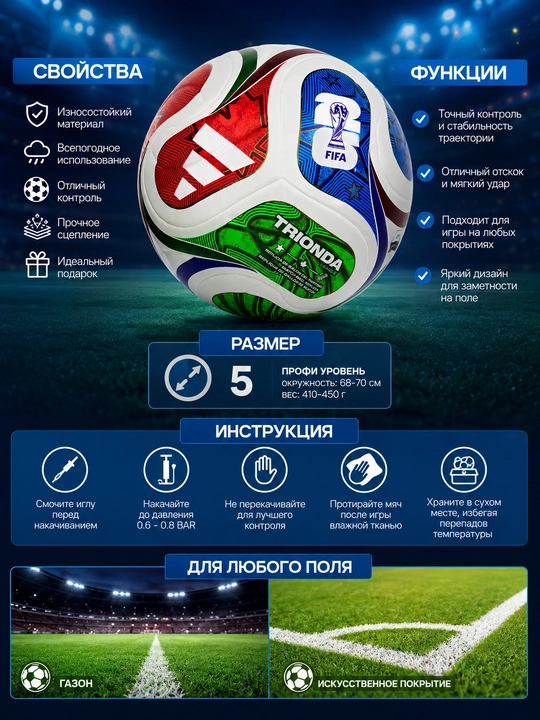 5-o‘lchamdagi futbol to‘pi mashg‘ulot va o‘yinlar uchun