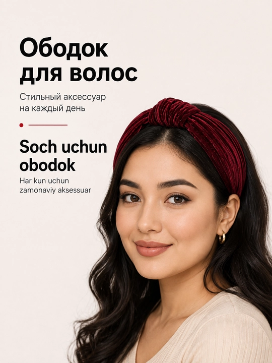 Ободок для волос, мягкий, тканевый, со стразами, камнями, мехом