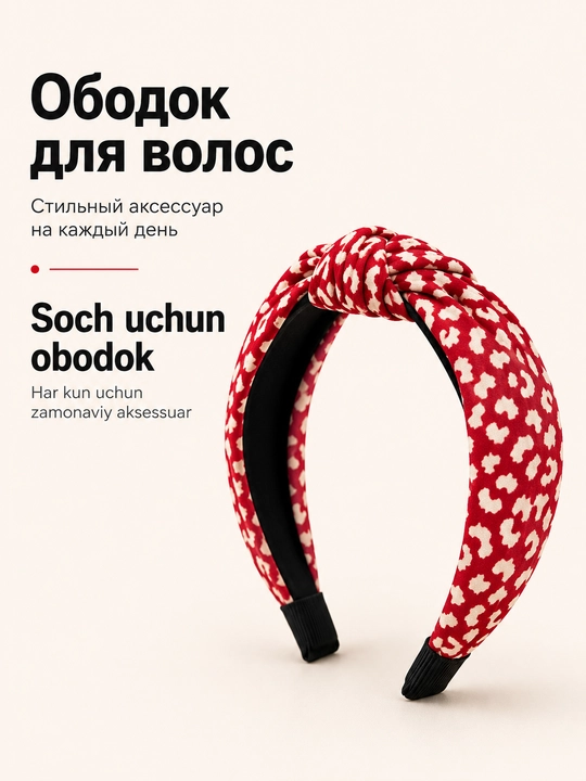 Ободок для волос, мягкий, тканевый, со стразами, камнями, мехом - 