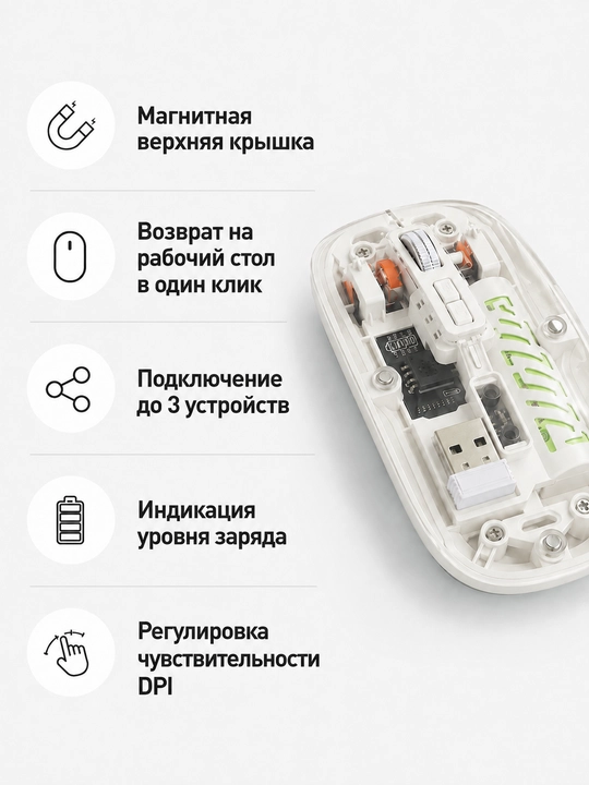 Simsiz shaffof sichqoncha USB va Bluetooth, kovrik sovg‘a