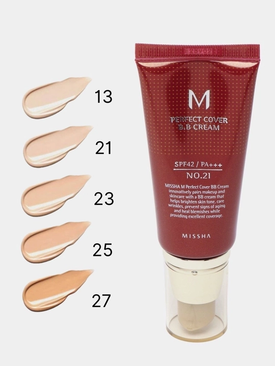 Tabiiy yaltiroq qoplamali namlantiruvchi BB-kremi MISSHA Perfect Cover BB Cream