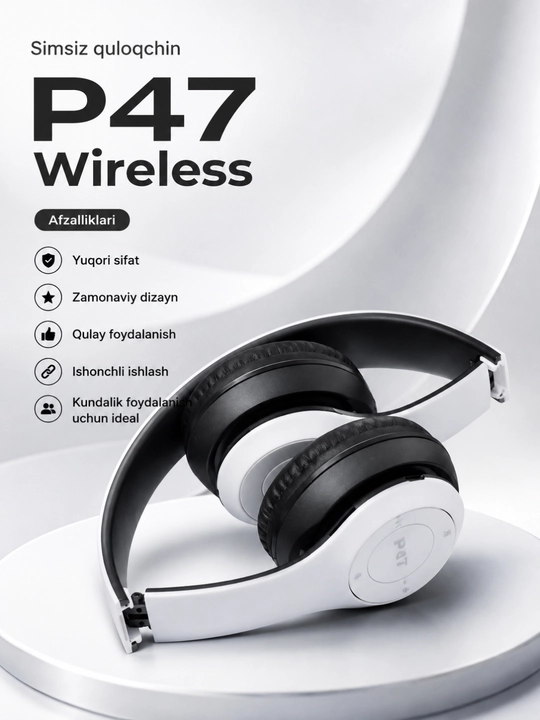 Беспроводные наушники P47 Bluetooth со стереозвуком, TF-картой, AUX и микрофоном - 