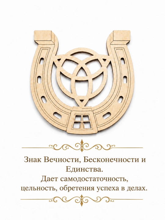 Подкова "Триглав" из дерева талисман защиты, удачи и благополучия