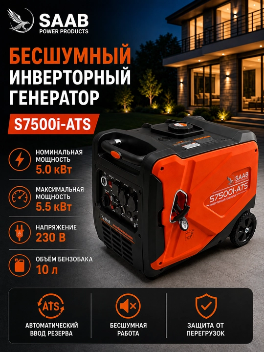 Benzinli shovqinsiz invertor generator S7500i-ATS - 