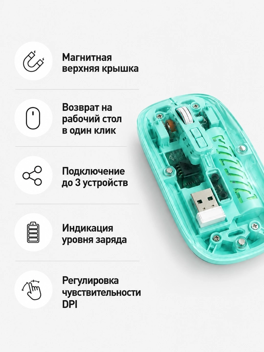 Simsiz shaffof sichqoncha USB va Bluetooth, kovrik sovg‘a