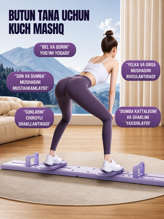 Press uchun trenajyor, ko‘p funksiyali, raqamli Type-C displeyli, binafsha rangli - 