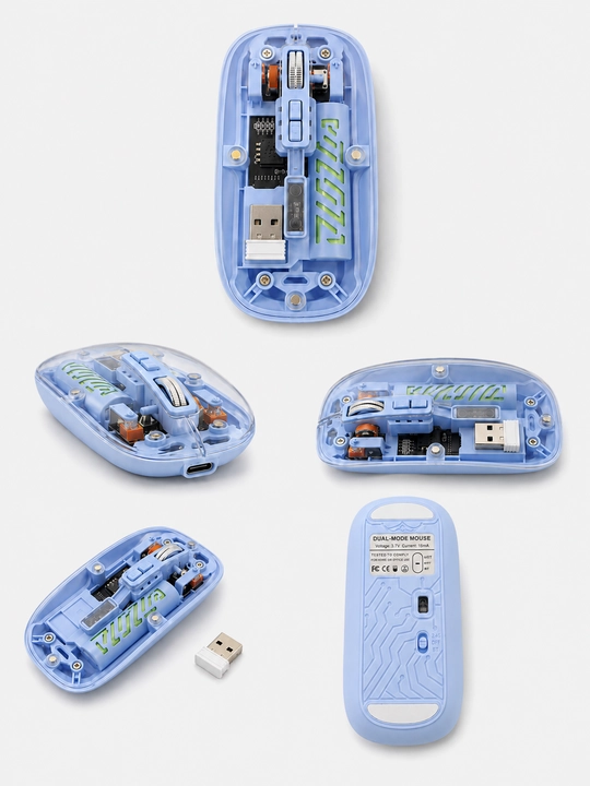 Simsiz shaffof sichqoncha USB va Bluetooth, kovrik sovg‘a