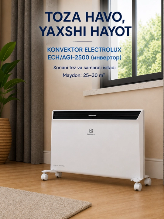 Electrolux ECH/T-2000 M konvektor isitgichi, 25–30 m² uchun