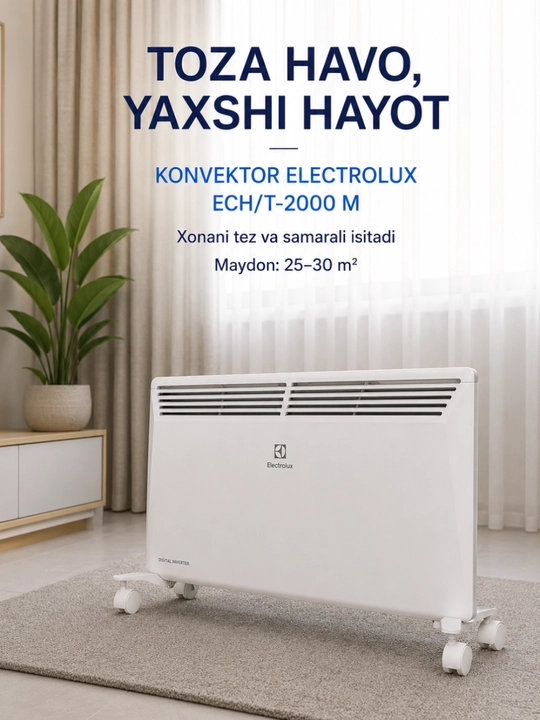 Electrolux ECH/T-2000 M konvektor isitgichi, 25–30 m² uchun - 