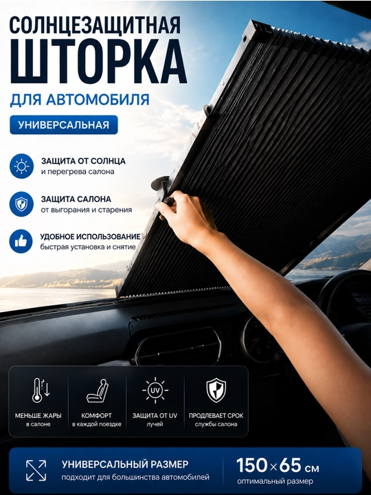 Шторки, зонтик и тонировка лобового стекла автомобиля, универсальный солнцезащитный зонт - 