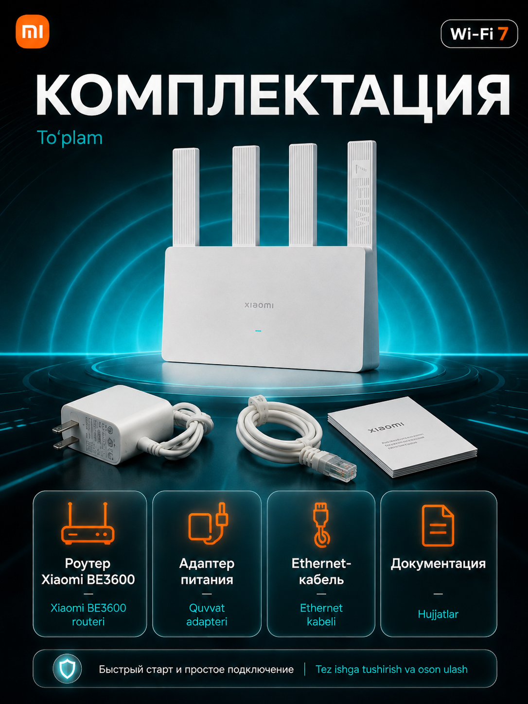Роутер Xiaomi Wi-Fi 7 BE 3600 / BE3600 PRO, двухдиапазонный