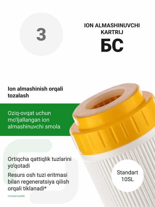 Qattiq suv uchun Geyzer Akvastandart 10SL filtrlari uchun qasmoqdan himoya qiladi