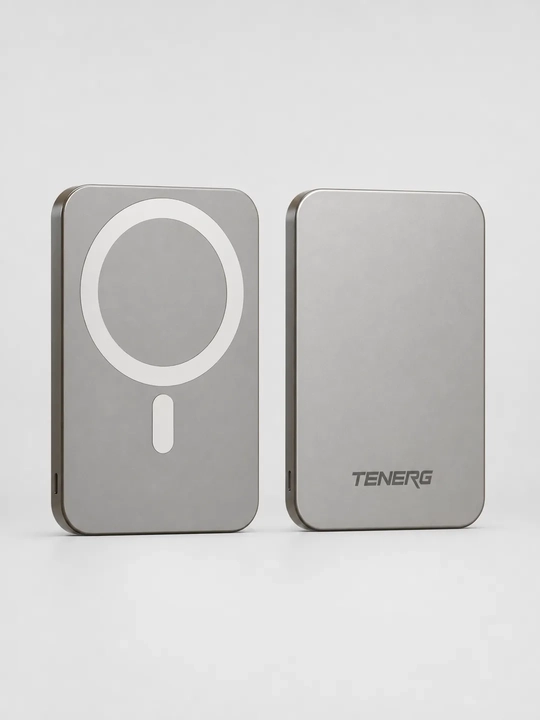 Magnitli Power Bank TENERG 5000 mA/soat 15 Vt MagSafe kumush rang
