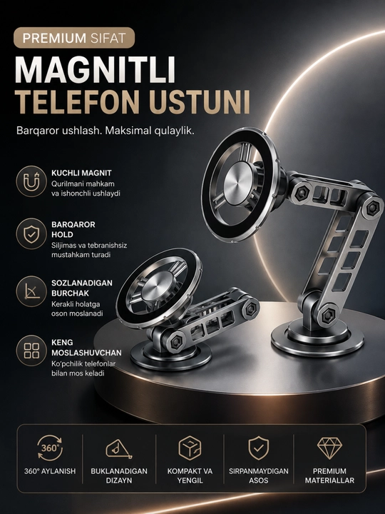Магнитный держатель для телефона 360° поворот - 