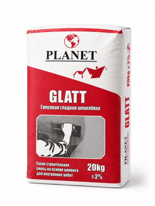 PLANET GLATT gipsli finish shpaklyovka 20 kg, ichki ishlar uchun