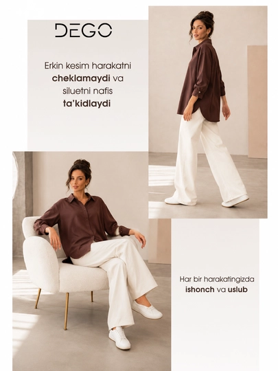 DEGO ayollar ko'ylagi, erkin bichim, 3/4 yeng, katta o'lchamlar 48–58