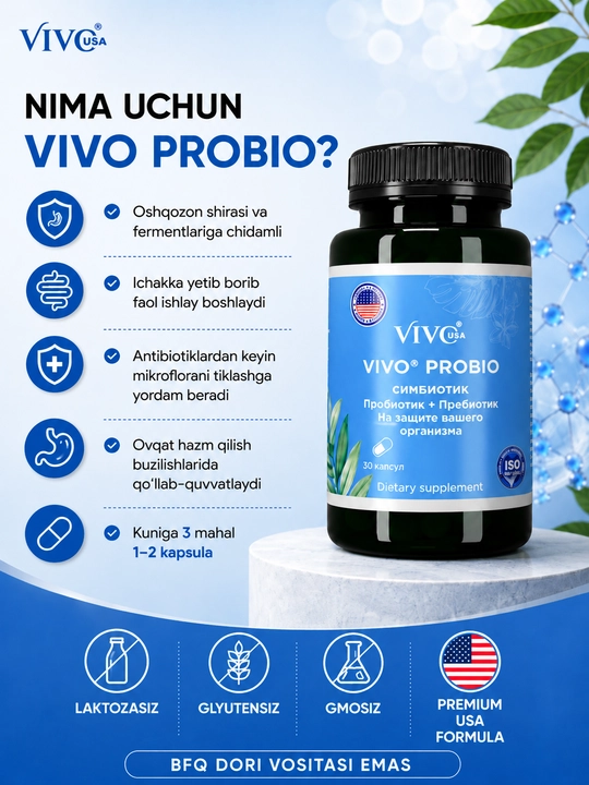 "VIVO PROBIO" probiotik ovqatdan zaharlanish (ichak infeksiyasi)