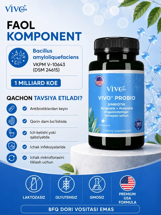 "VIVO PROBIO" probiotik ovqatdan zaharlanish (ichak infeksiyasi)