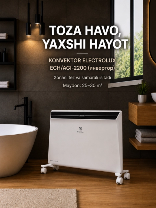 Electrolux ECH/AGI-2200 inverter elektr konvektori, 25–30 m² uchun - 