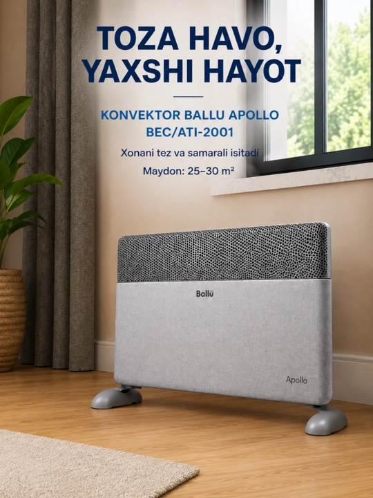 Electrolux ECH/T-2000 M elektr konvektori, 25–30 m² uchun isitgich