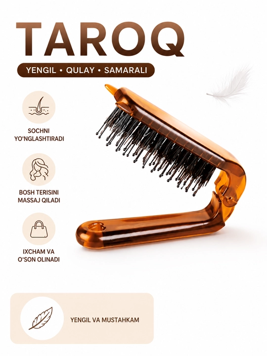 Qisqichli va silikon tukli Tortuga yig‘ma massaj tarog‘i - 