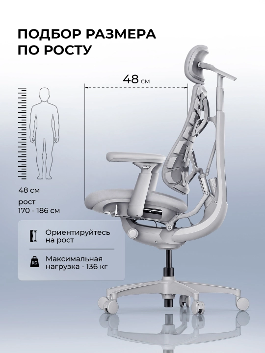 Офисное кресло эргономичное LiberNovo Omni Pro HB / массаж спины / 4D-подлокотник