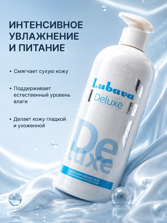 Увлажняющий бальзам для тела, средство для ухода за кожей, Lubava Deluxe, 370 мл