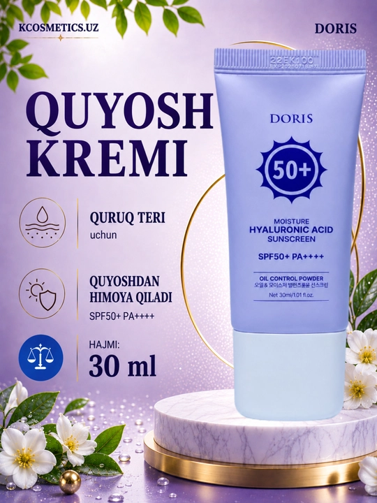 DORIS quyoshtan himoya qiluvchi krem yangilangan Himoya SPF 50+ PA++++