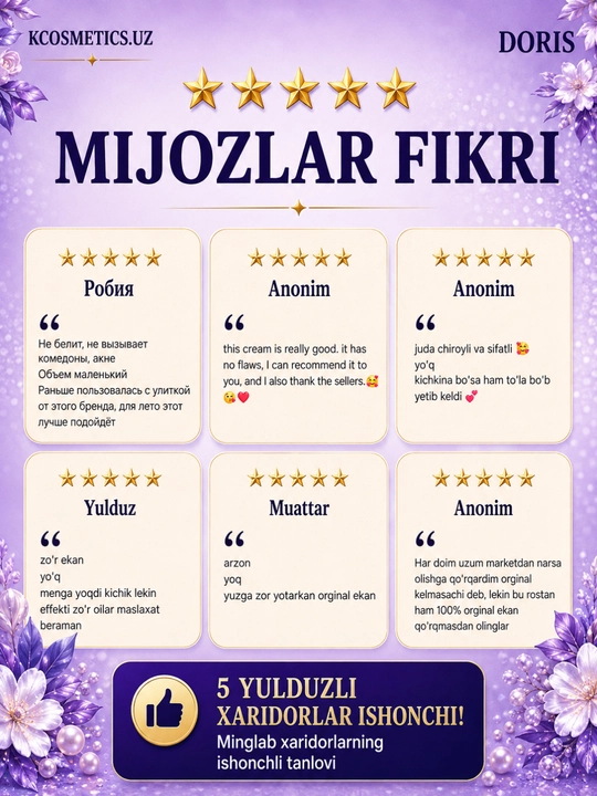 DORIS quyoshtan himoya qiluvchi krem yangilangan Himoya SPF 50+ PA++++