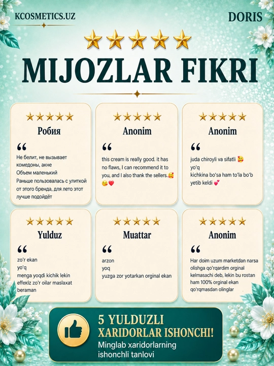 DORIS quyoshtan himoya qiluvchi krem yangilangan Himoya SPF 50+ PA++++