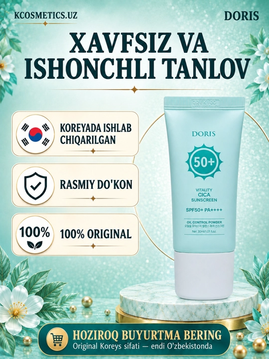 DORIS quyoshtan himoya qiluvchi krem yangilangan Himoya SPF 50+ PA++++